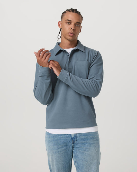 Long Sleeve Waffle Polo - US 6696