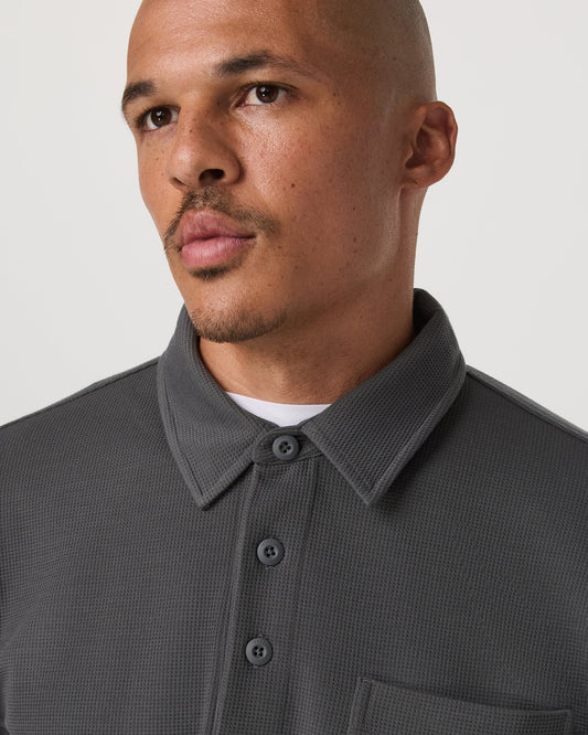 Long Sleeve Waffle Polo - US 3927