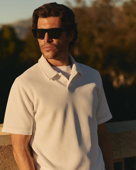 Short Sleeve Lightweight Tech Waffle Polo - Relaxed Fit - US 4377