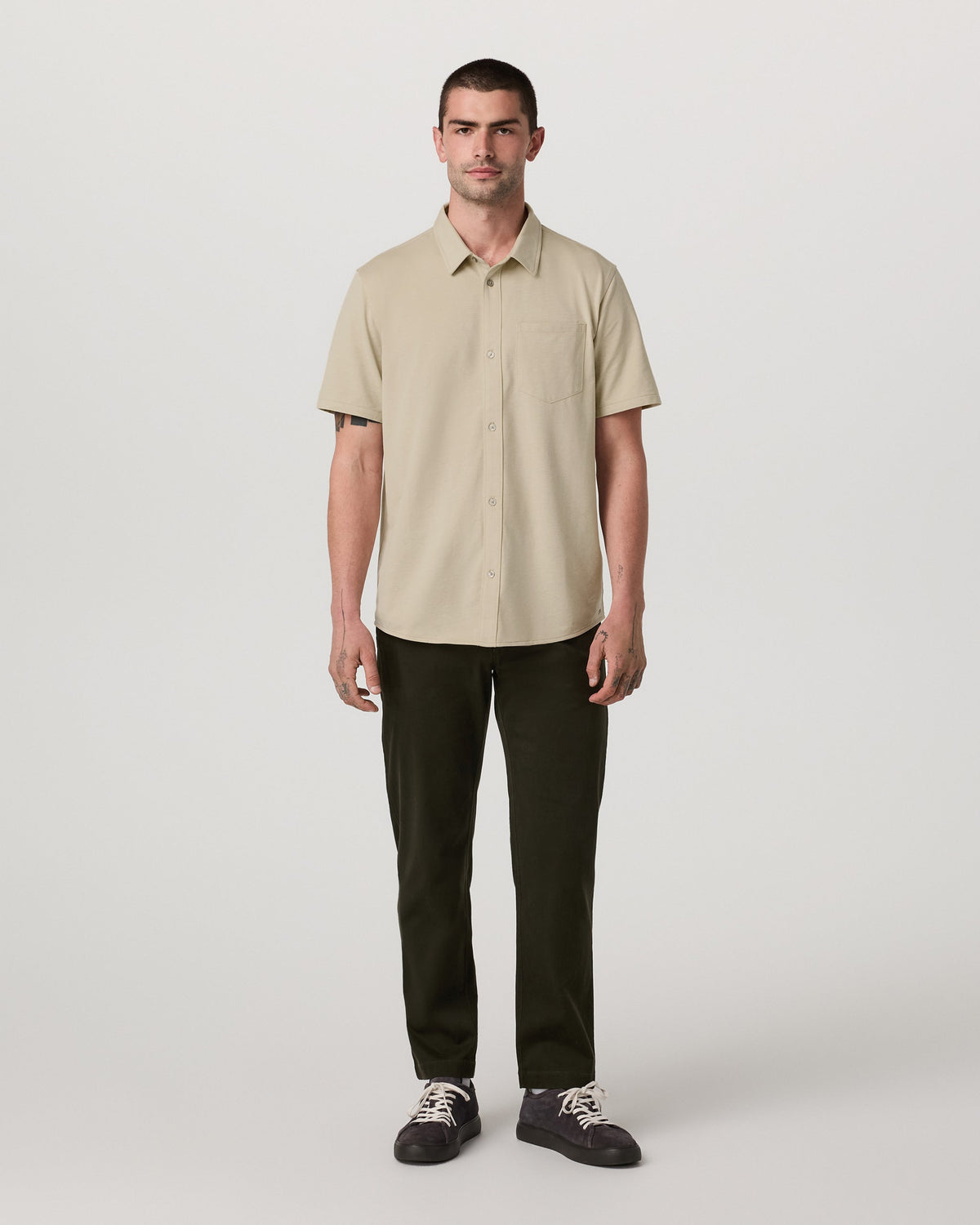 Short Sleeve Knit Oxford Button Down - Classic Fit - US 8563