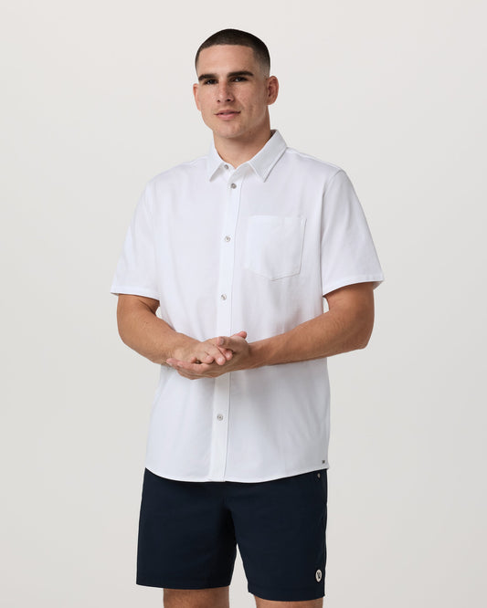 Short Sleeve Knit Oxford Button Down - Classic Fit - US 9146