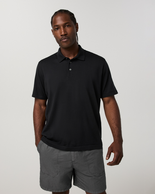 Short Sleeve Merino Wool Sweater Polo - US 3791