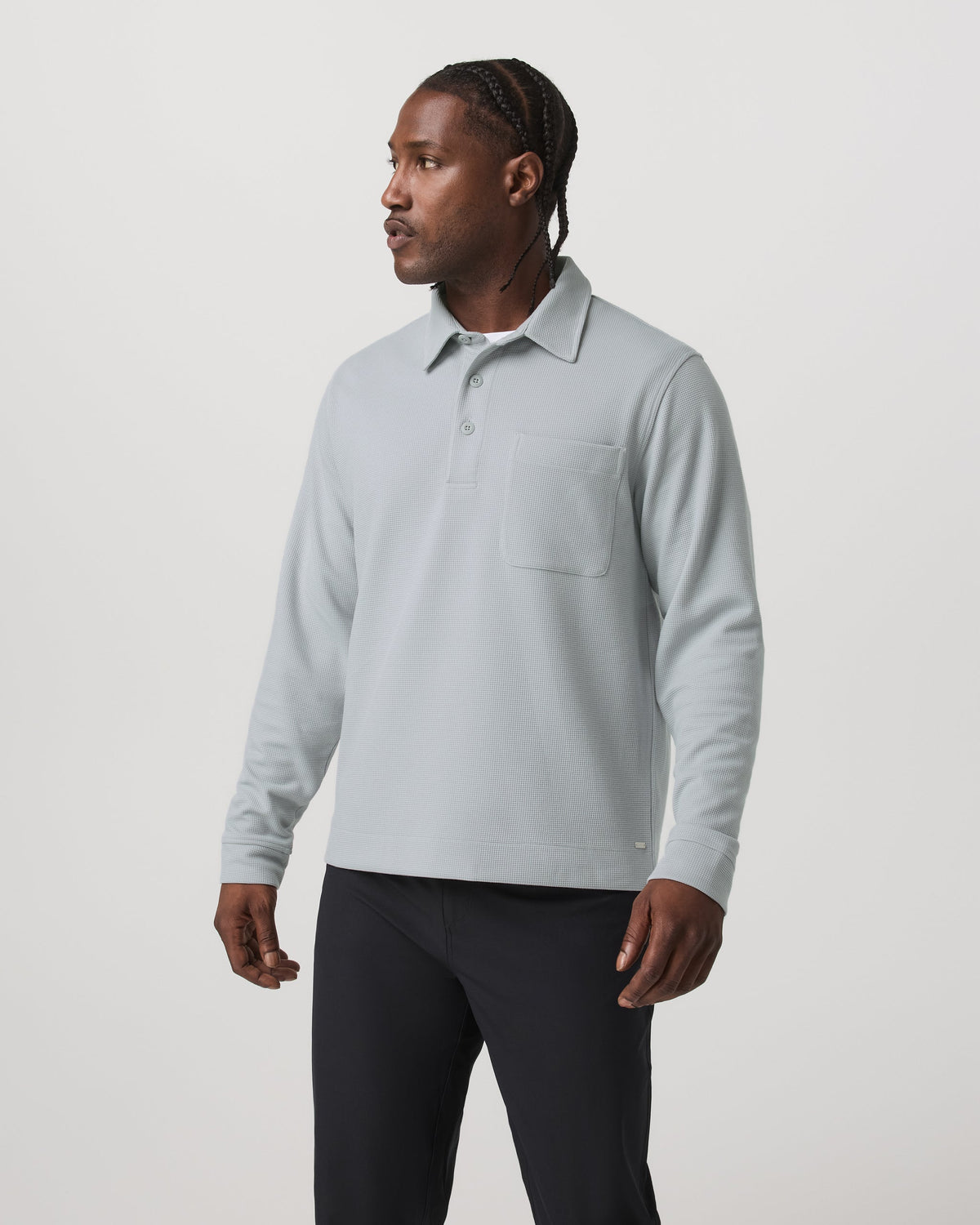 Long Sleeve Waffle Polo - US 7777