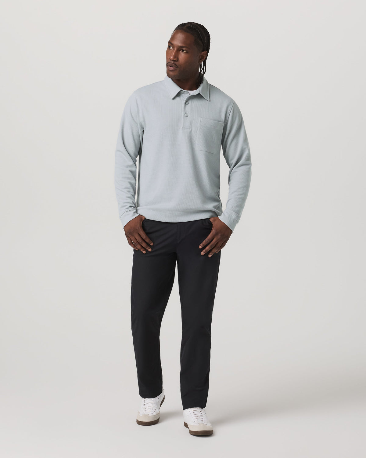 Long Sleeve Waffle Polo - US 7777